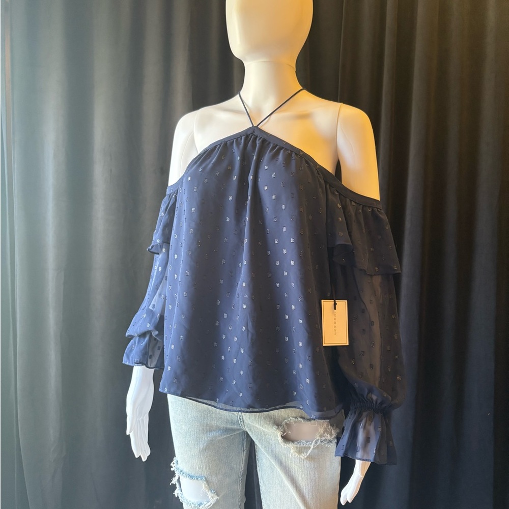 1.State Navy Dramatic Pause Blouse